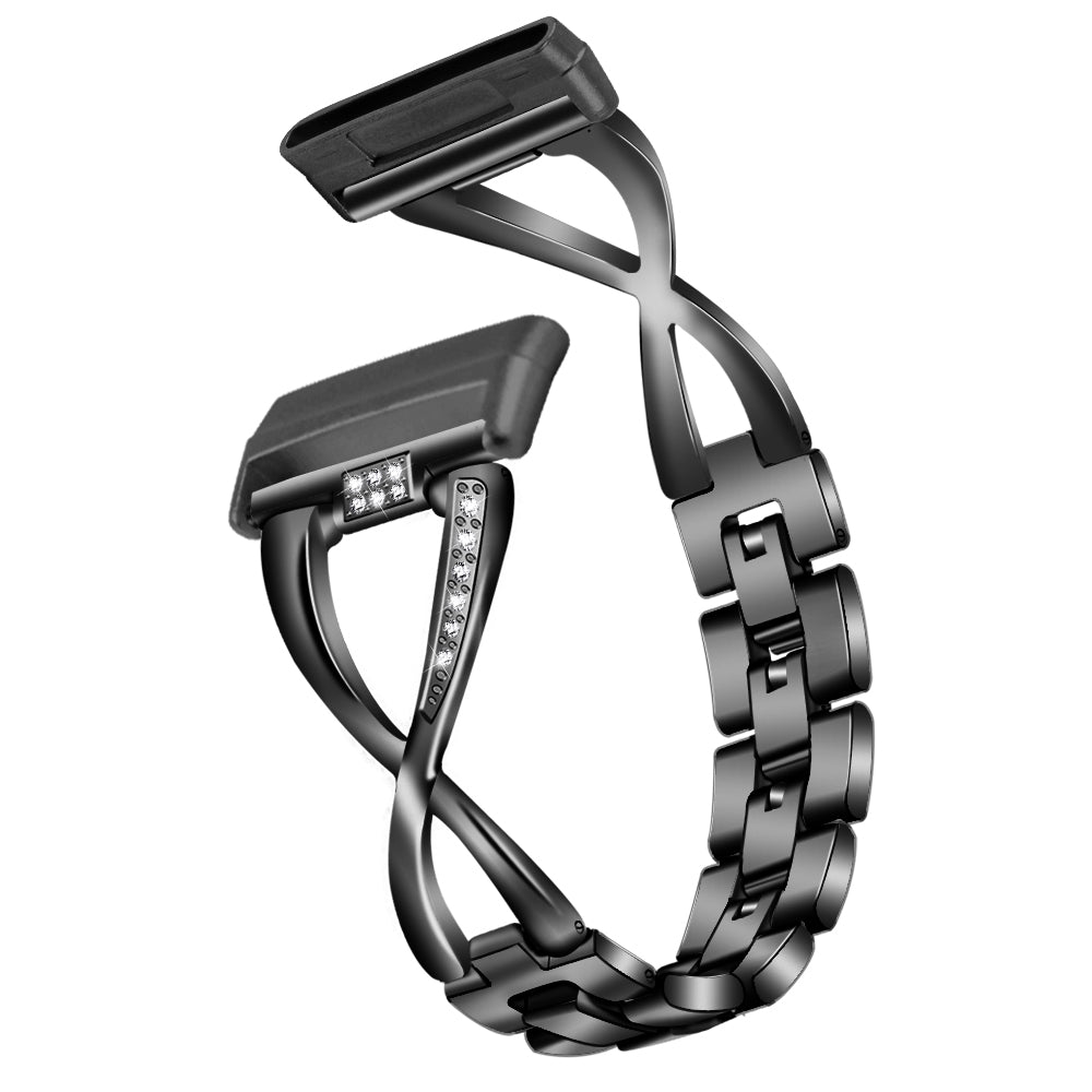 For Fitbit Versa 4 Sense 2 X-shape Rhinestones Decor Watch Strap Zinc Alloy Replacement Wrist Band For Fitbit Versa 4 Sense 2 X-shape Rhinestones Decor Watch Strap Zinc Alloy Replacement Wrist Band